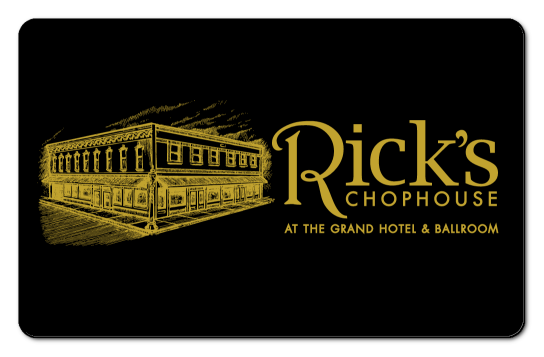 ricks chophouse in yellow over black background